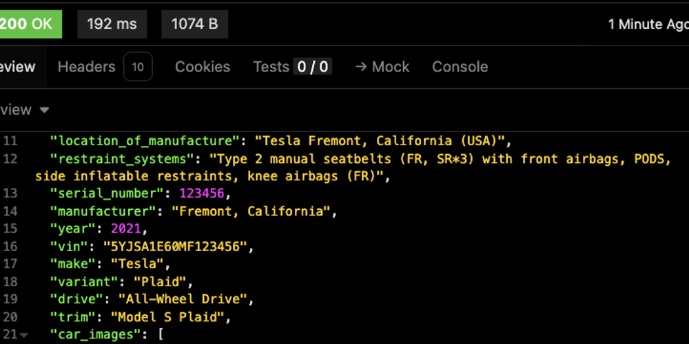 Tesla VIN Decoder API