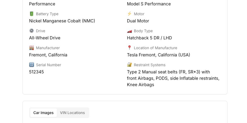 Tesla VIN Decoder App