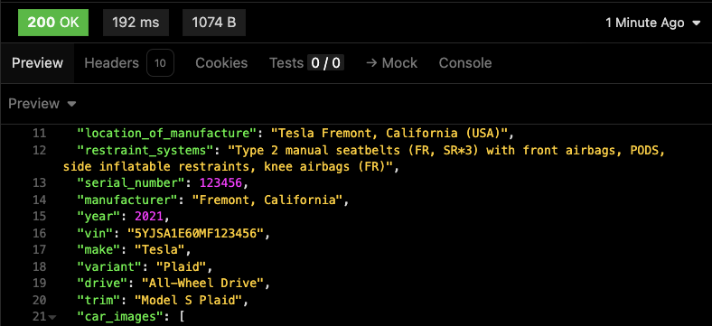 Tesla VIN Decoder API