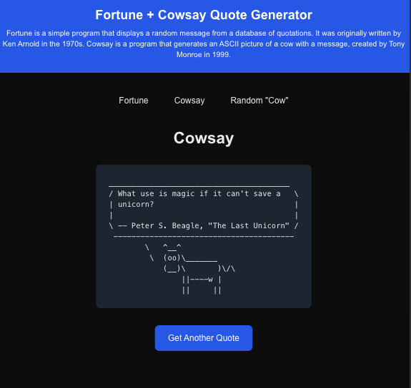 Fortune and Cowsay Generator App